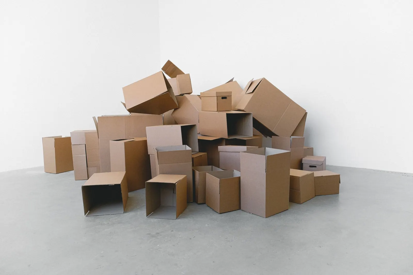 An office packed up for a move
