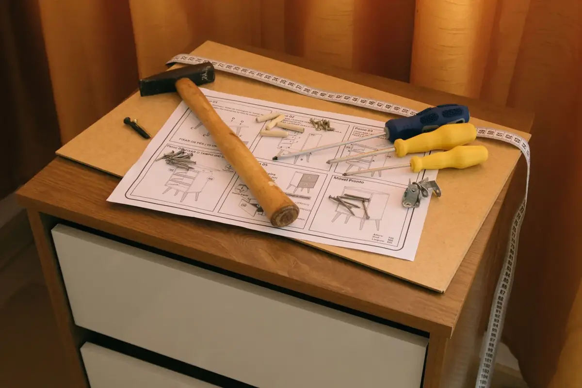 Furniture being assembled